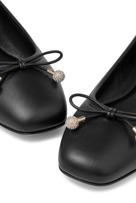 Elme Nappa Leather Flats with Pearl Embellishment